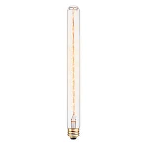 60 Watt T12 Tube Dimmable Spiral Filament Vintage Edison Incandescent Light Bulb, Warm Candle Light