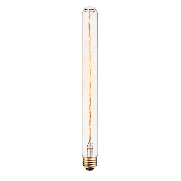Globe Electric 60 Watt T12 Tube Dimmable Spiral Filament Vintage Edison Incandescent Light Bulb, Warm Candle Light