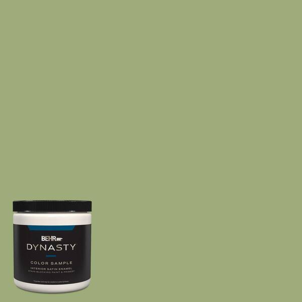 BEHR DYNASTY 8 oz. #BIC-12 Siamese Green Satin Enamel Stain-Blocking Interior/Exterior Paint & Primer Sample