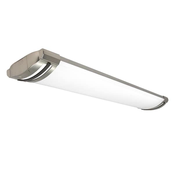 2-Pack 4 ft. Brushed Nickel Matte Black Trim End Caps 5250LM Integrated LED Wraparound Light Adjustable CCT Night Light