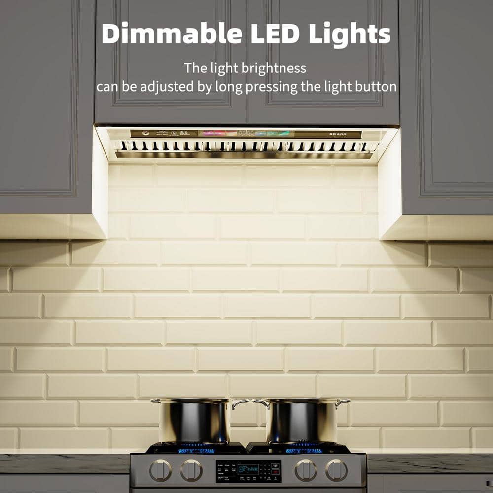 36 Inch Stainless Steel Convertible Insert Range Hood with LED Lights