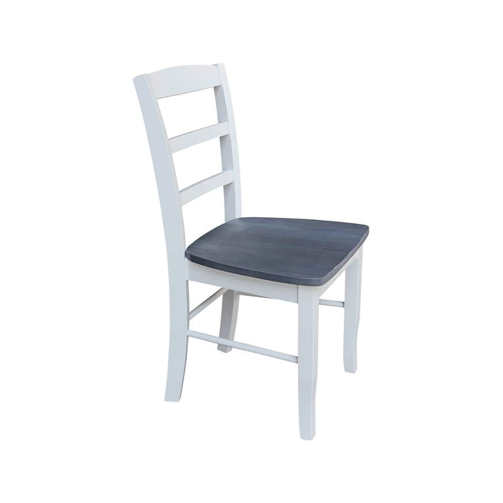 White and Heather Gray High Ladderback Solid Wood Side Chair