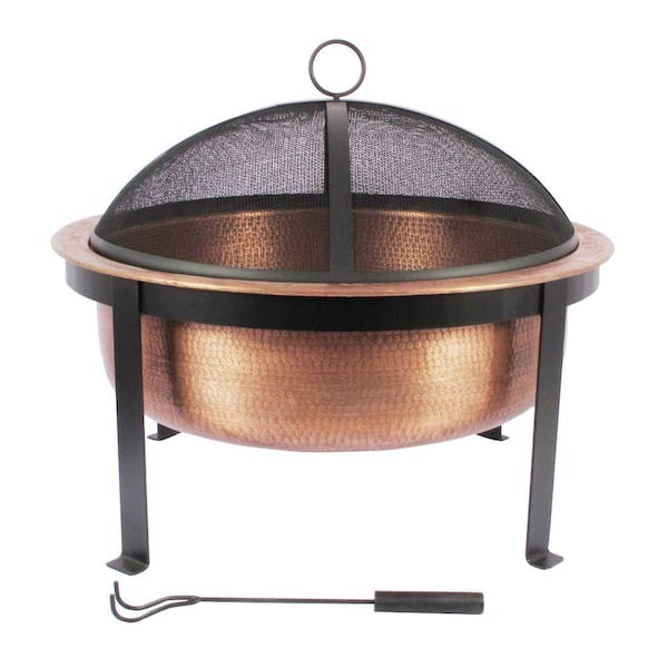 Unbranded 30 in. Round Wood Fire Pit in Hammered Copper