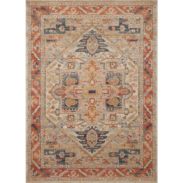 LOLOI II Jocelyn Sand/Multi 2 ft. 3 in. x 4 ft. Transitional 100% Polypropylene Pile Area Rug