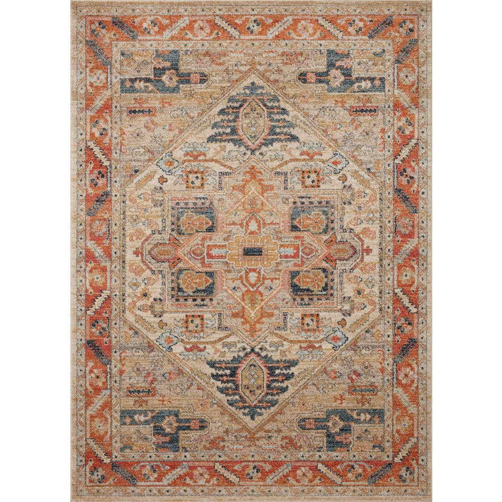 Antique-Inspired Sand and Multi Synthetic Area Rug, 6'7" x 9'7"