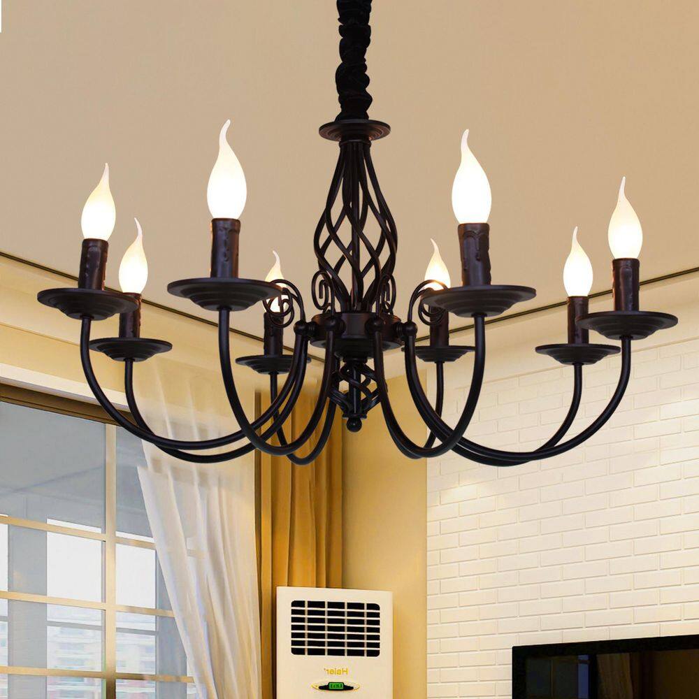 8 Light Black Dimmable Retro Candle Empire Chandelier for Living Dining Room Restaurant Study Bedroom, No Bulbs Included price history on PriceWatchPro