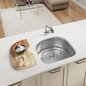 Stainless Steel 24 in. Single Bowl Undermount Kitchen Sink with Additional Accessories