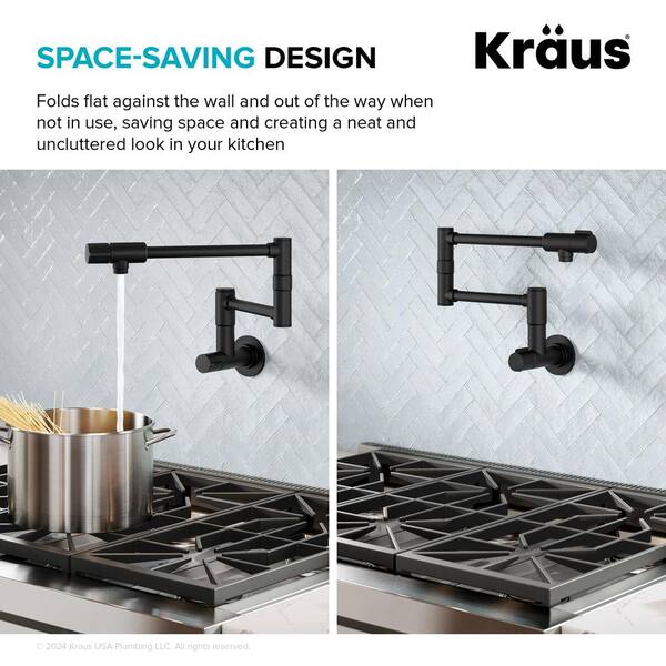 Moen Matte Black 2-Handle Wall-Mount Pot Filler Handle Kitchen Faucet