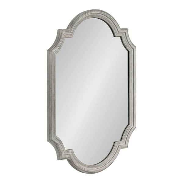 Kate and Laurel Fairbourne 24.00 in. W x 36.00 in. H Scalloped Wood Gray Framed Traditional Wall Mirror