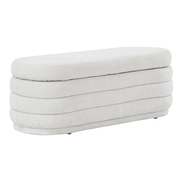 OSP Home Furnishings Clifford Parchment Sherpa 48 in. Storage Bedroom Bench