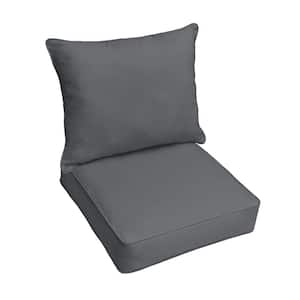 23 x 25 Deep Seating Outdoor Pillow and Cushion Set in Solid Charcoal