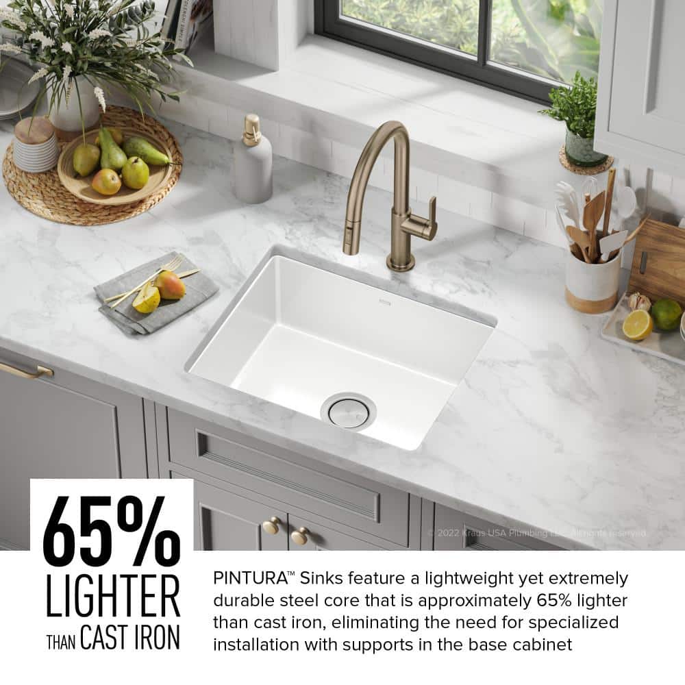 White Porcelain Enameled Cast Iron Single Bowl Undermount Sink