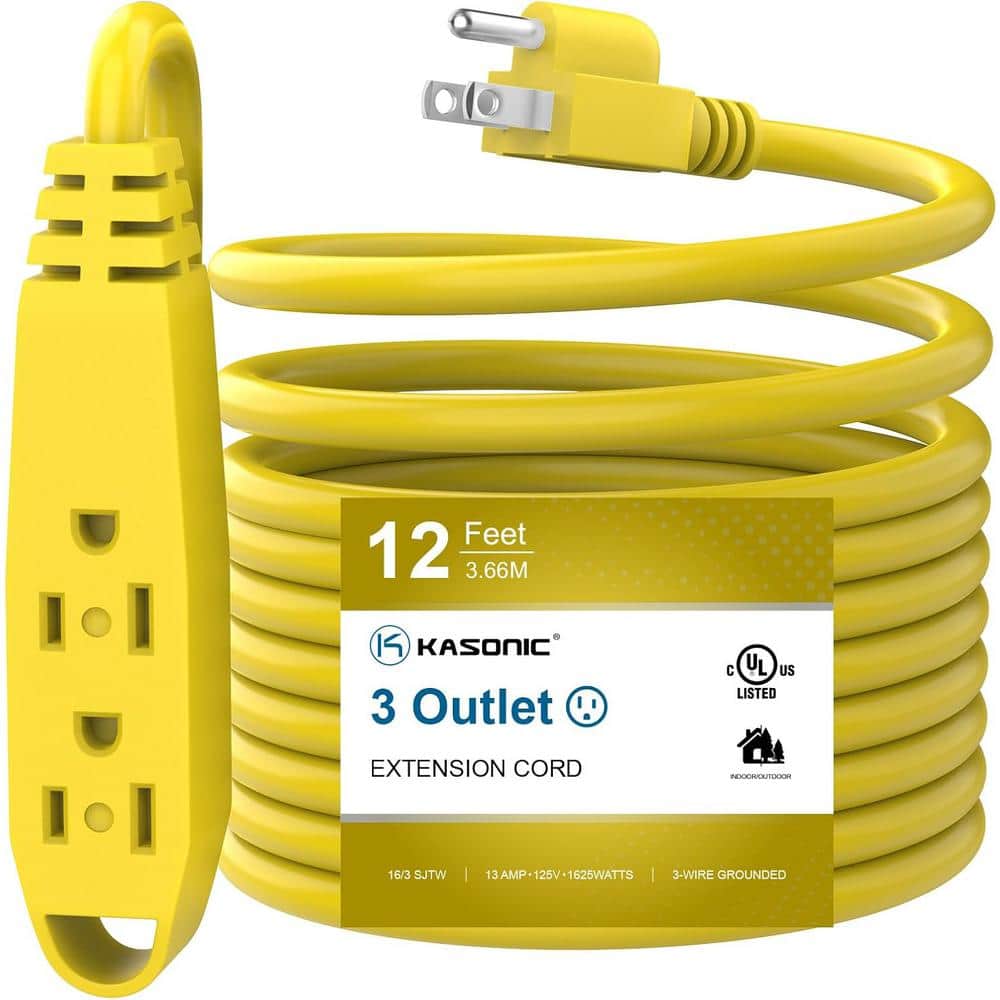 12 ft. 16/3 Heavy Duty Indoor/Outdoor Extension Cord SJTW UL Listed, Yellow (1-Pack) price history on PriceWatchPro