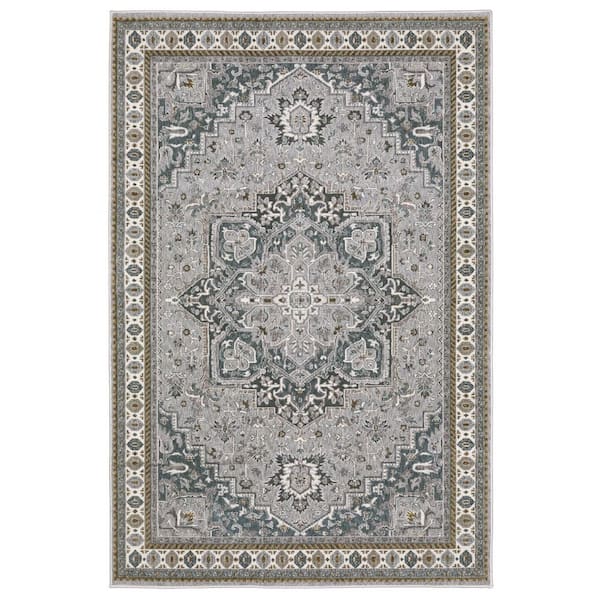 7 ft. x 10 ft. Brown And Blue Medallion Area Rug