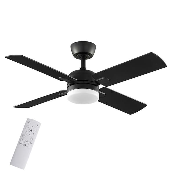 Letta 42 in. LED Indoor Matte Black Downrod Ceiling Fan with Remote Included