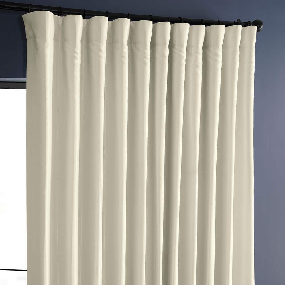 Off-White Puddle Length Blackout Faux Silk Velvet Drapes