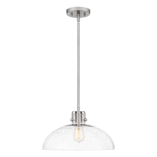 Quoizel Iona 1-Light Brushed Nickel Pendant with Clear Seeded