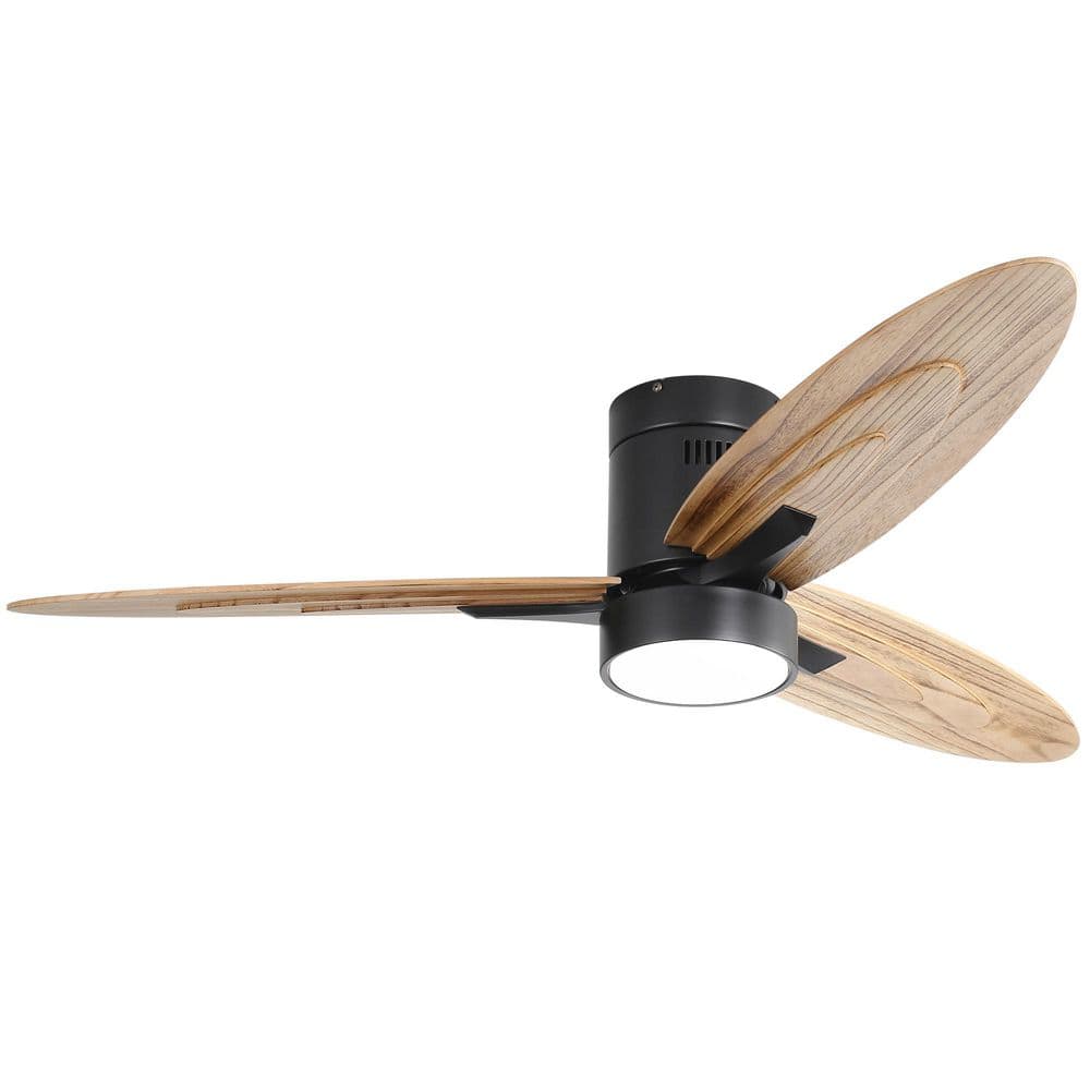 56 in. Indoor Flush Mount Ceiling Fan with Light and Remote Control, 3 Soli