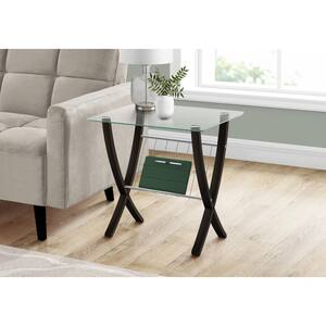 Bentwood Espresso Glass Top End Table