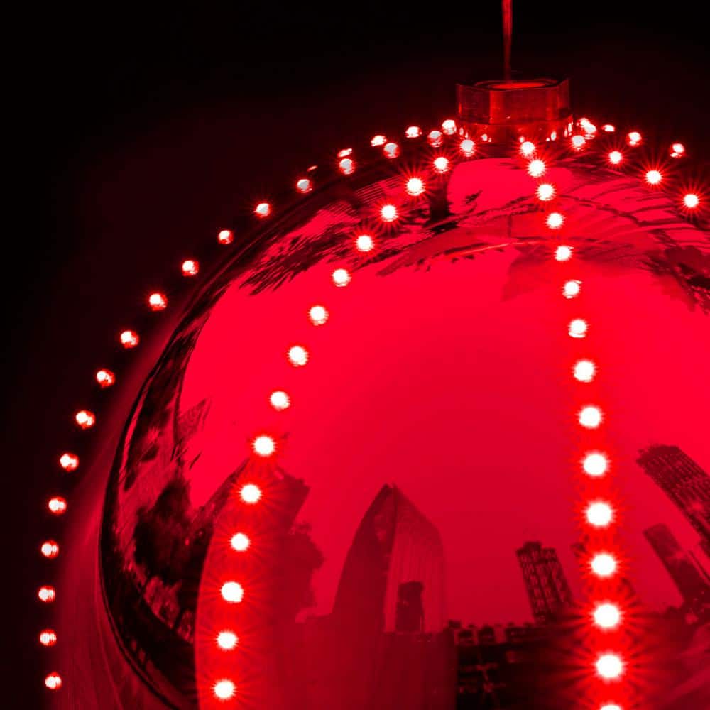 Red 13" LED Light-Up Hanging Christmas Ball Ornament