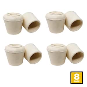 1-1/4 in. Off-White Rubber Leg Caps for Table, Chair, and Furniture Leg Floor Protection (8-Pack)