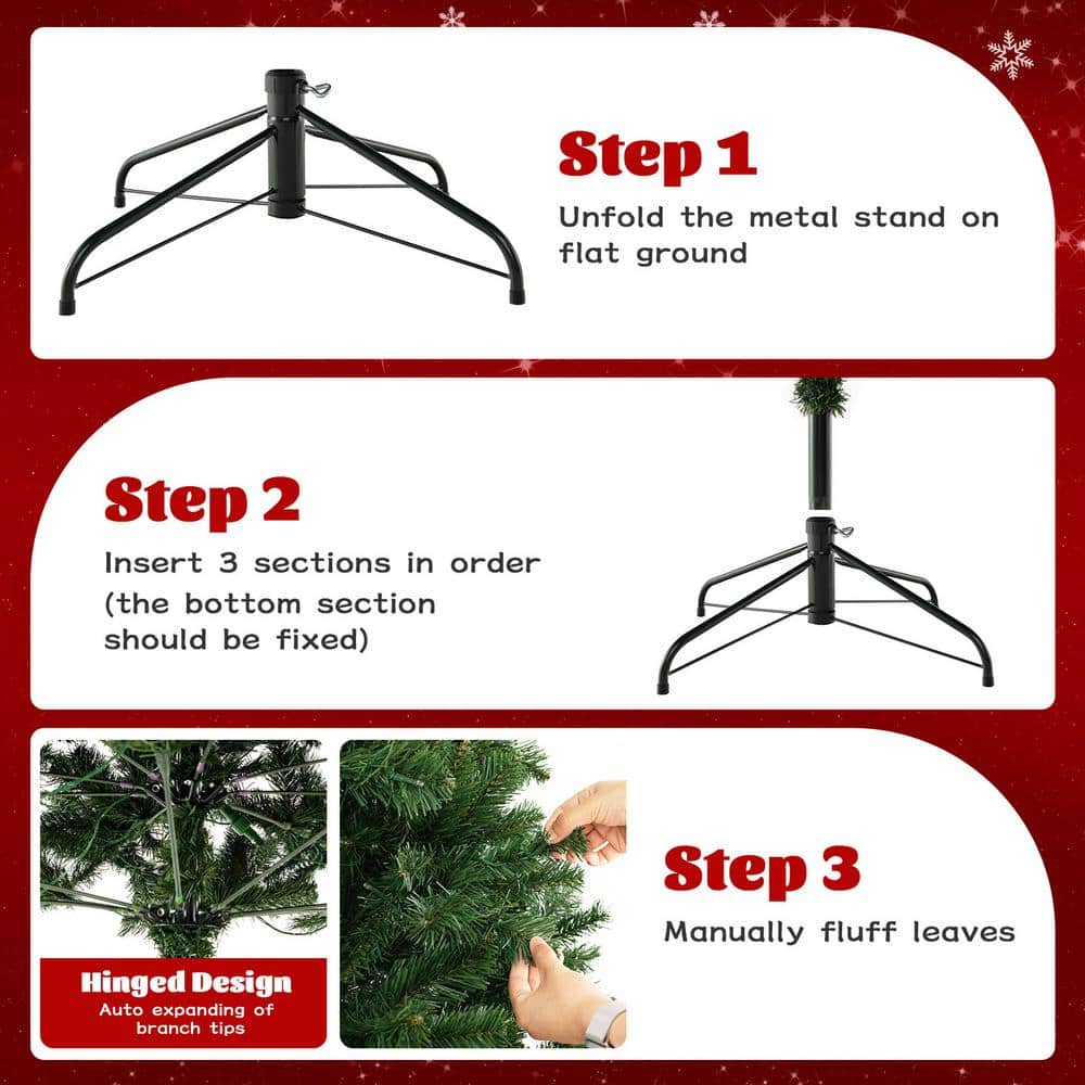 7-Foot Green PVC Christmas Tree with Warm White LED Lights
