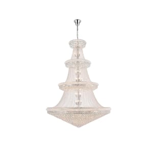 Timeless Home 72 in. L x 72 in. W x 96 in. H 66-Light Chrome Transitional Chandelier with Clear Crystal