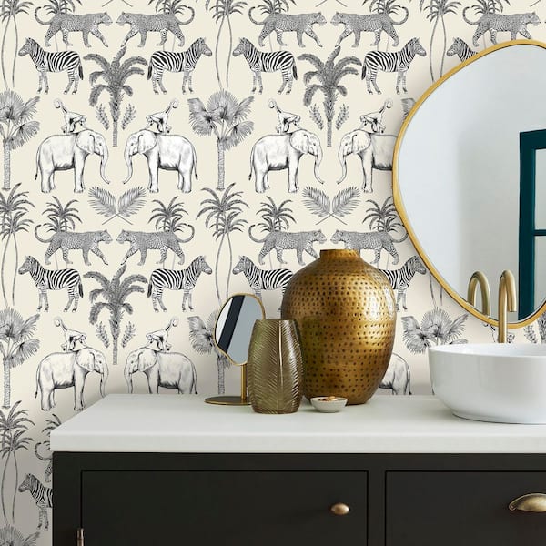 Nauman Eggshell White Safari Walk Wallpaper Sample