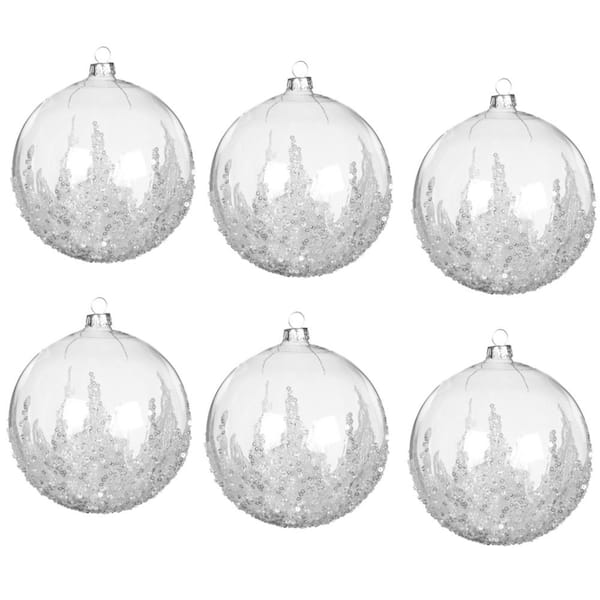 SULLIVANS 5.5 in. Ball With Stones Ornament - Set of 6, Clear