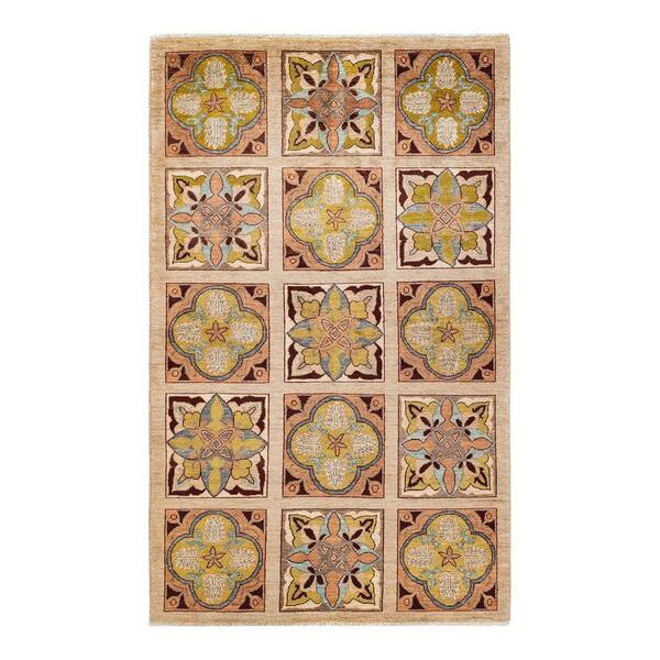 Eclectic Yellow 5 x 8 Floral Wool Indoor Area Rug