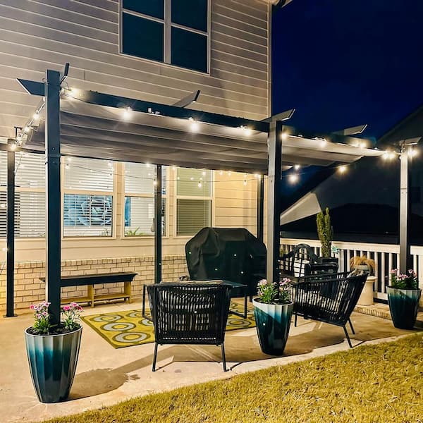 JimsMaison Outdoor Dark Gray Aluminum Outdoor Pergolas with