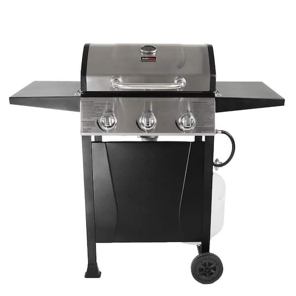 Grill Boss GBC1932M 3 Burner Gas Grill in Black with Top Cover and Shelves Stainless Steel, 2 Number of Side Burners - 1