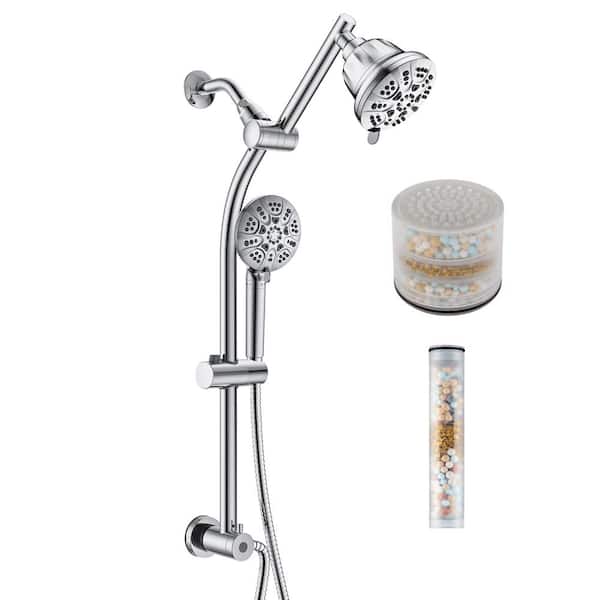 Westbrass Drill-Free Adjustable Slide Bar with Diverter with Filtered Shower Head and Hand Shower, Satin Nickel