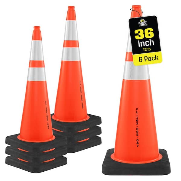 BOEN 28 in. H Orange PVC Reflective Traffic Safety Cones with