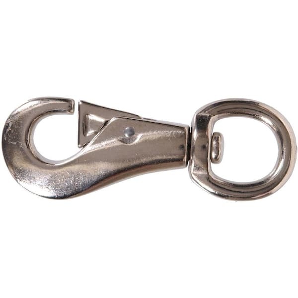 The Hillman Group 7/8 x 4 in. Animal Snap with Round Swivel Eye in Nickel Plated (10-Pack)