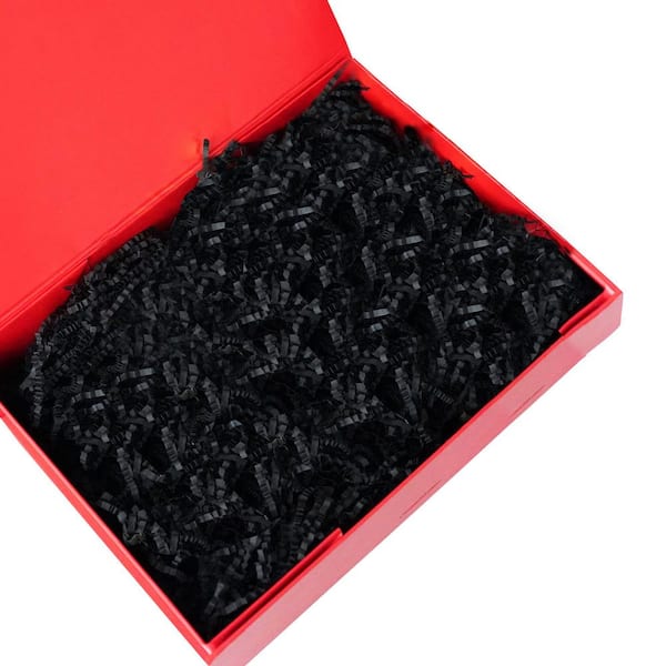 1 lbs. Crinkle Cut Paper Shred Filler Recyclable Confetti Raffia Grass for Easter Baskets Creative Eggs Decor Black