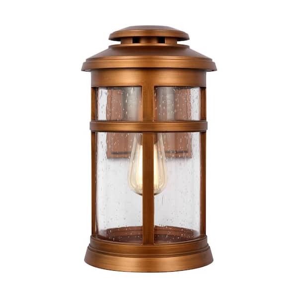 Newport 7.5 in. W x 13 in. H Natural Copper Outdoor Hardwired Small Wall Lantern Sconce with No Bulbs Included