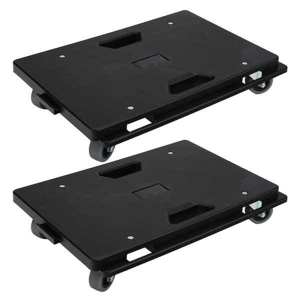 Angel Sar 500 lb. Black Connectable Furniture Dolly with 4 Wheels, Small Flat Dolly Cart for Appliance (2-Pack)