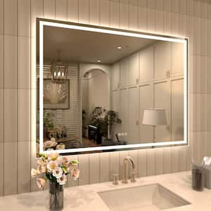 TMMV 48 in. W x 36 in. H Rectangular Frameless LED Light Anti-Fog Wall Bathroom Vanity Mirror in Polished Crystal