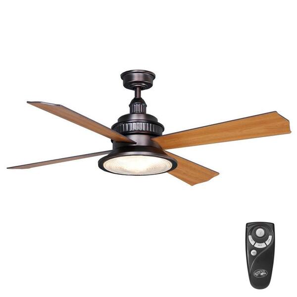 52-in Oil Rubbed Bronze Indoor Ceiling Fan with Light & Remote Control 3 Speed 