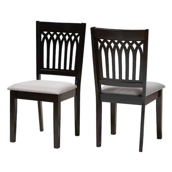 Baxton Studio Genesis Grey and Dark Brown Dining Chair (Set of 2)