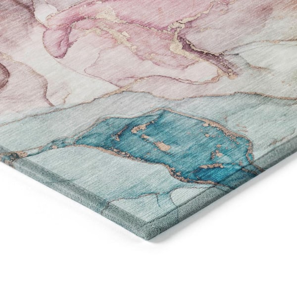 Blue 8 ft. x 10 ft. Chantille Machine Washable Indoor/Outdoor Geometric ACN500 Area Rug