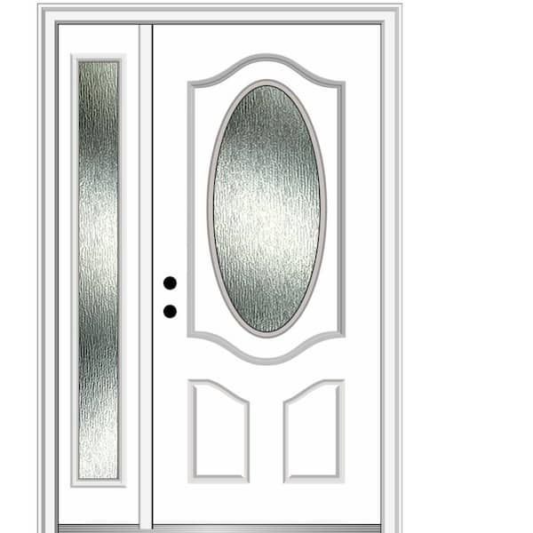MMI Door 48 in. x 80 in. Right-Hand Inswing Rain Glass Primed Fiberglass Prehung Front Door on 6-9/16 in. Frame
