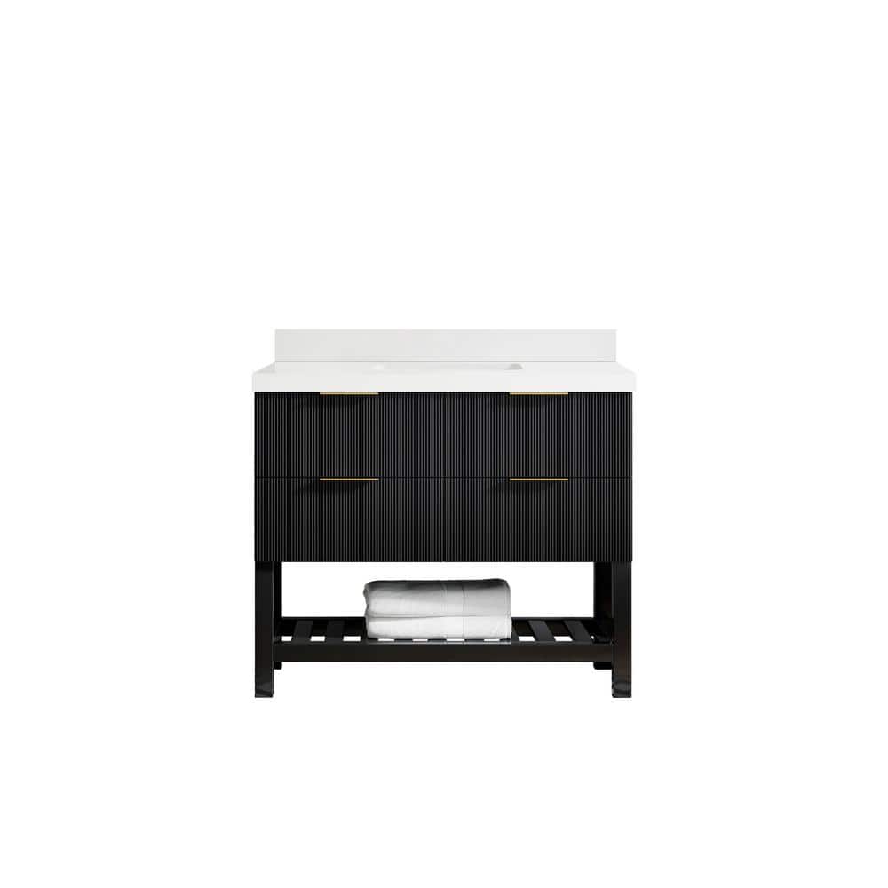 "Catalina 42 in. W x 22 in. D x 36 in. H Bath Vanity in Black with 2"" White Quartz Top" price history on PriceWatchPro