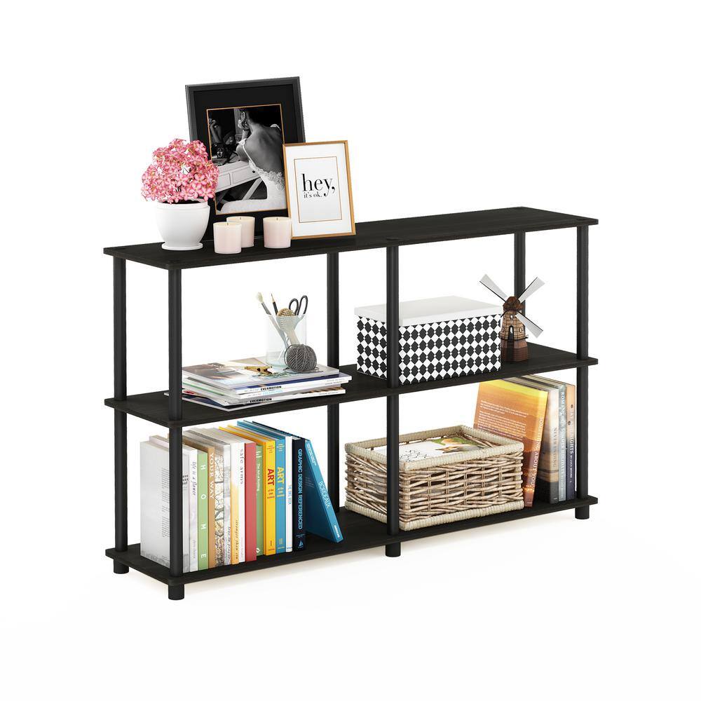 Espresso Black Engineered Wood 3-Tier Display Rack