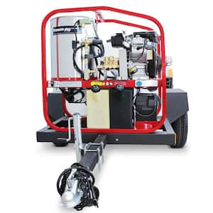 Hot2Go Professional 4000 PSI 3.5 GPM Hot Water Pressure Washer Trailer GX390 Gas Honda Engine, Direct Drive AR Pump