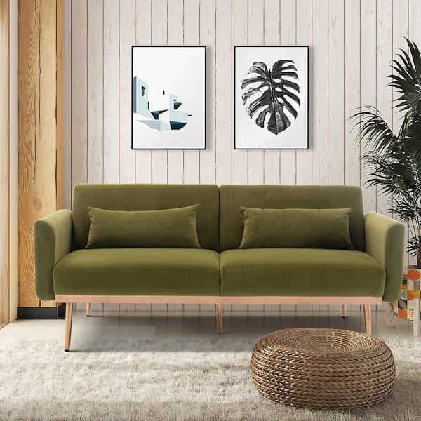 Aoibox 68.5 in. Green Velvet 2 Seater Loveseat Accent Sofa