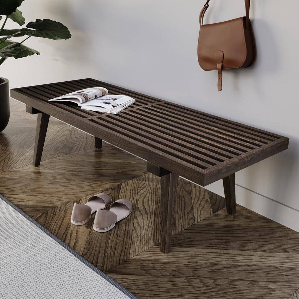 Mid-Century Inwood 48" Dark Walnut Platform Bench