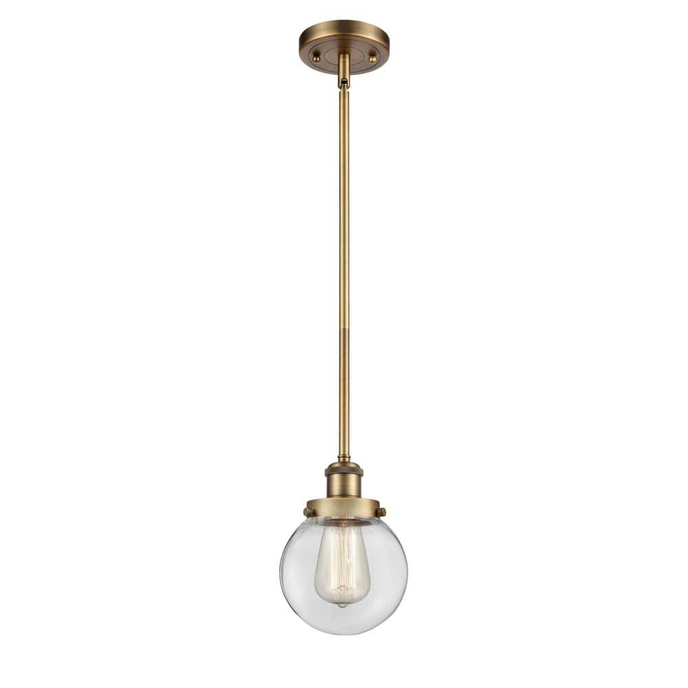Ballston Urban Mini Globe Pendant in Brushed Brass with Clear Glass