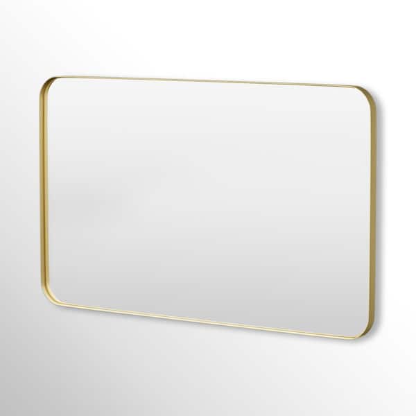 Hausvita 50 in. W x 30 in. H Rectangular Framed Tempered Glass Wall-Mounted Bathroom Vanity Mirror in Gold